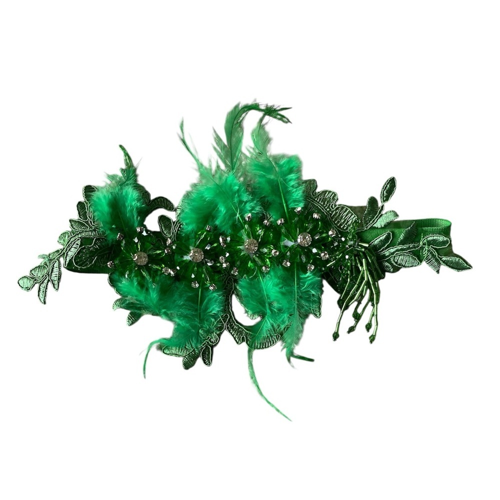 NWOT‎ Elegant Green Feathered Hairband J20